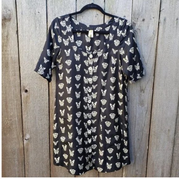**SOLD** Anthropologie 100% silk Cavorting Canines dress ... ITEM 3/1000 - Picture 3 of 3